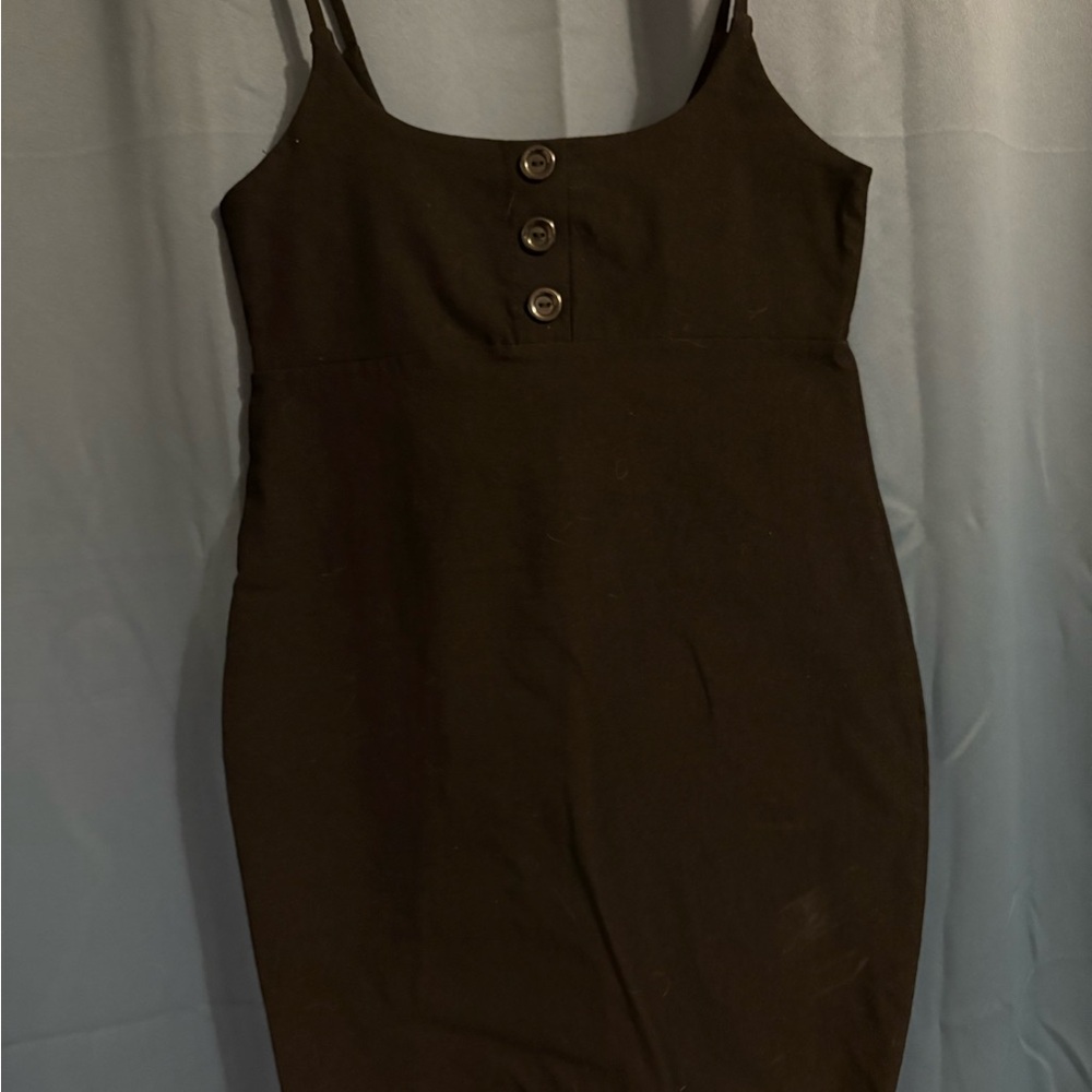 Black Buttoned Sleeveless Dress